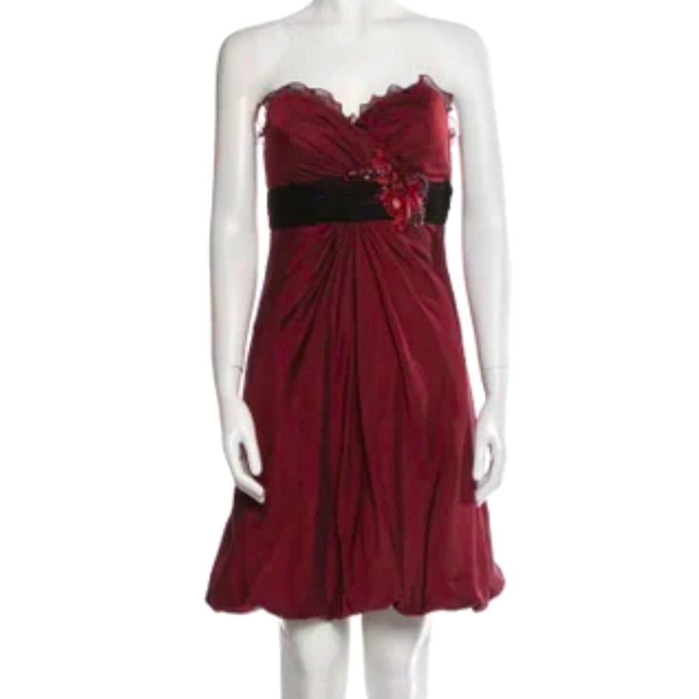 100% silk red mini dress